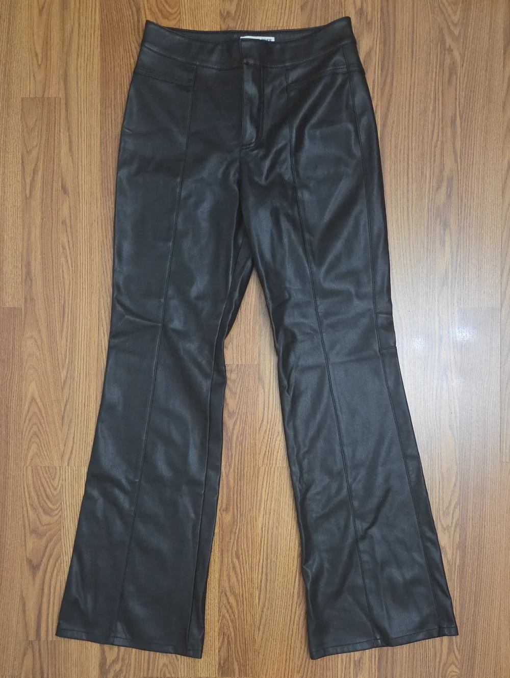 Free People Uptown Black High-Rise Vegan Leather Pants/ 4